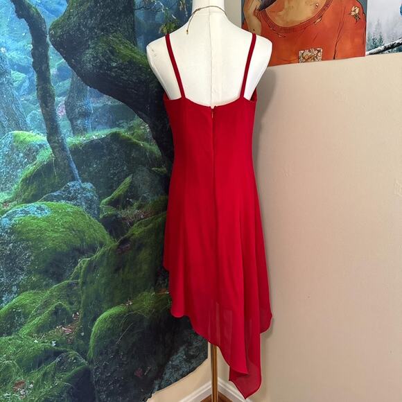 vintage scott mcclintock red asymmetrical slip dress glam evening formal party - Picture 2 of 4